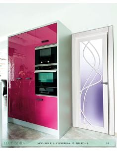 PUERTA LACADA DISEÑO GRUPO B EN BLOCK VIDRIERA PARRILLA 1V BL MODELO 849-811 IT