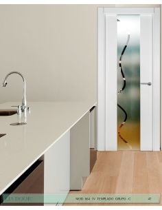 PUERTA LACADA DISEÑO GRUPO C EN BLOCK VIDRIO TEMPLADO 8MM BL MODELO 864 1V