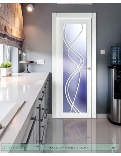 PUERTA LACADA DISEÑO GRUPO B EN BLOCK VIDRIERA PARRILLA 1V BL MODELO 821 1V IT