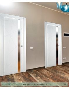 PUERTA LACADA DISEÑO GRUPO C EN BLOCK VIDRIO TEMPLADO 8MM BL MODELO 883 LIA 1V