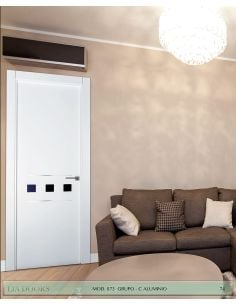 PUERTA LACADA DISEÑO GRUPO C EN BLOCK CIEGA BL MODELO 873 (INCRUSTACION ALUMINIO)