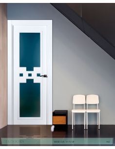 PUERTA LACADA DISEÑO CRISTAL EN BLOCK VIDRIERA PARRILLA 1V BL LIA 4 1V SP