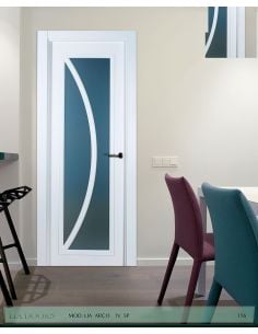 PUERTA LACADA DISEÑO GRUPO B EN BLOCK VIDRIERA PARRILLA 1V BL MODELO ARCO 1V  SP