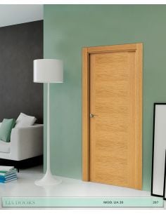 PUERTA BARNIZ ROBLE FAJEADA EN H EN BLOCK LIA 20 CIEGA BL ROBLE